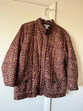 Anna And Frank Brown Leopard Print zipper Jacket size M